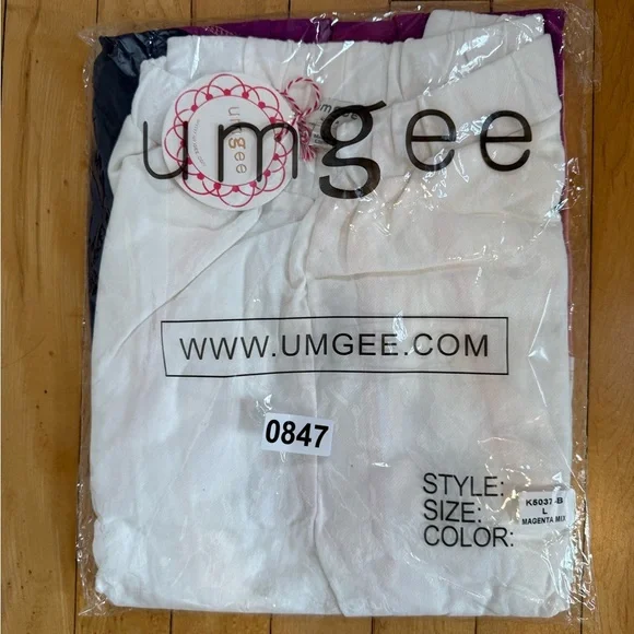 Umgee White Sweatpants Colorblock 100% Cotton Magenta Mix - Picture 8 of 8